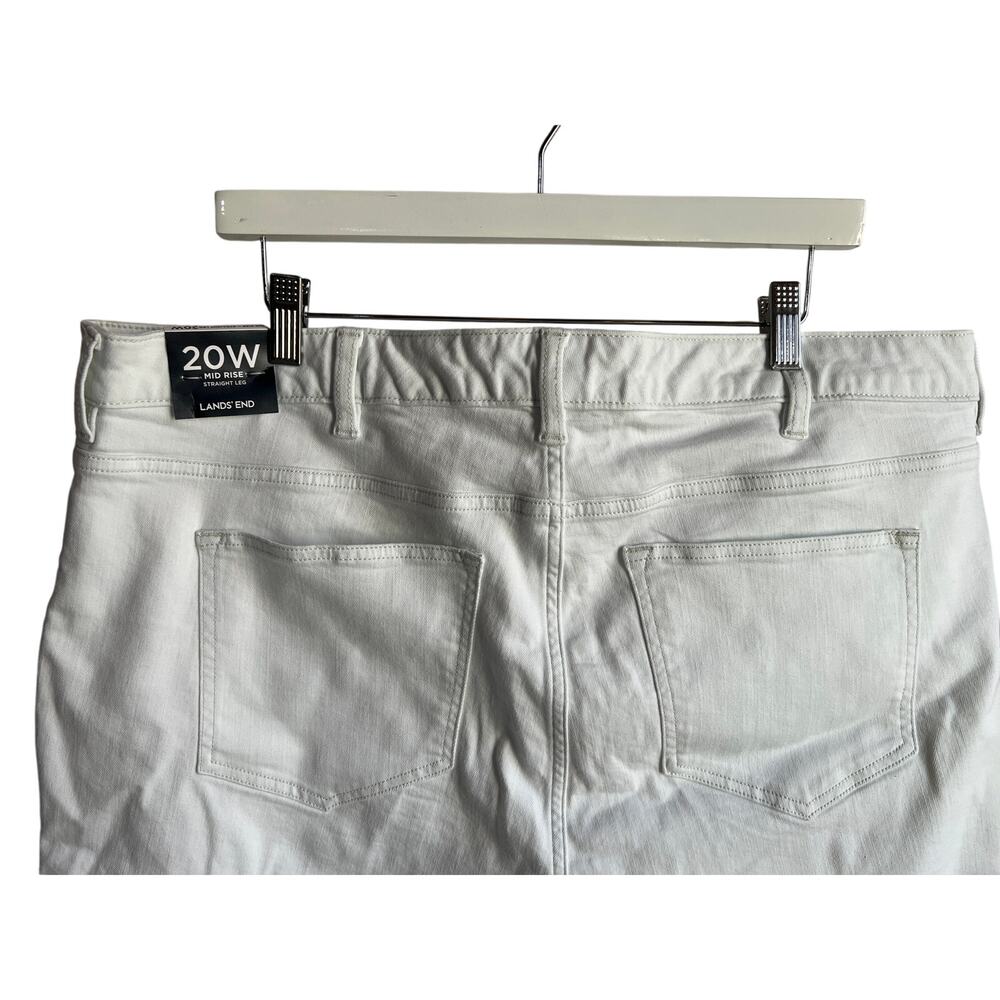 LANDS' END WOMENS PLUS 20W DENIM MID RISE ROLL CUFF STRETCH JEAN SHORT WHITE NEW - Picture 8 of 13
